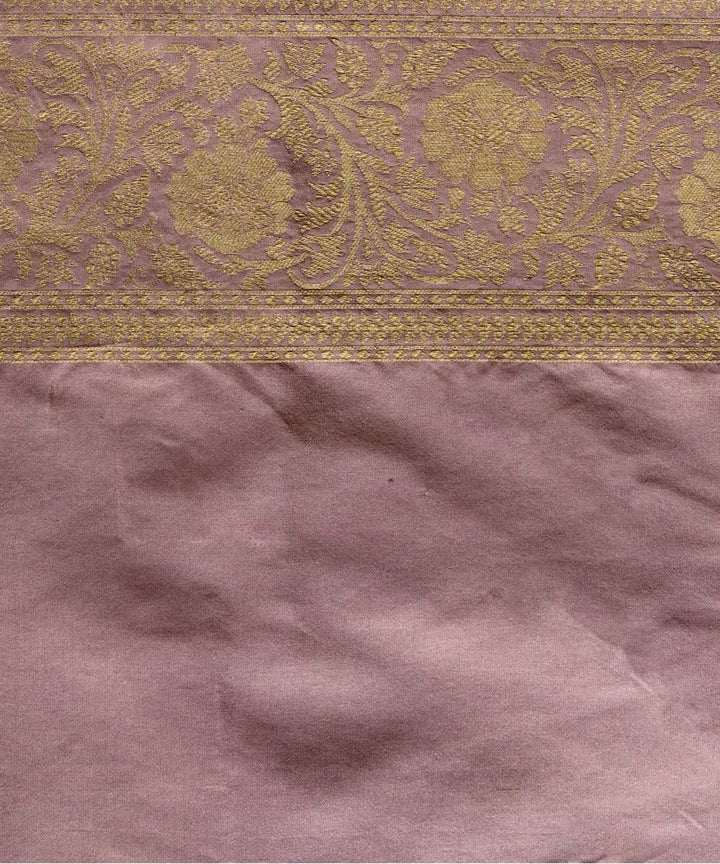 Cream peach silk handwoven banarasi saree