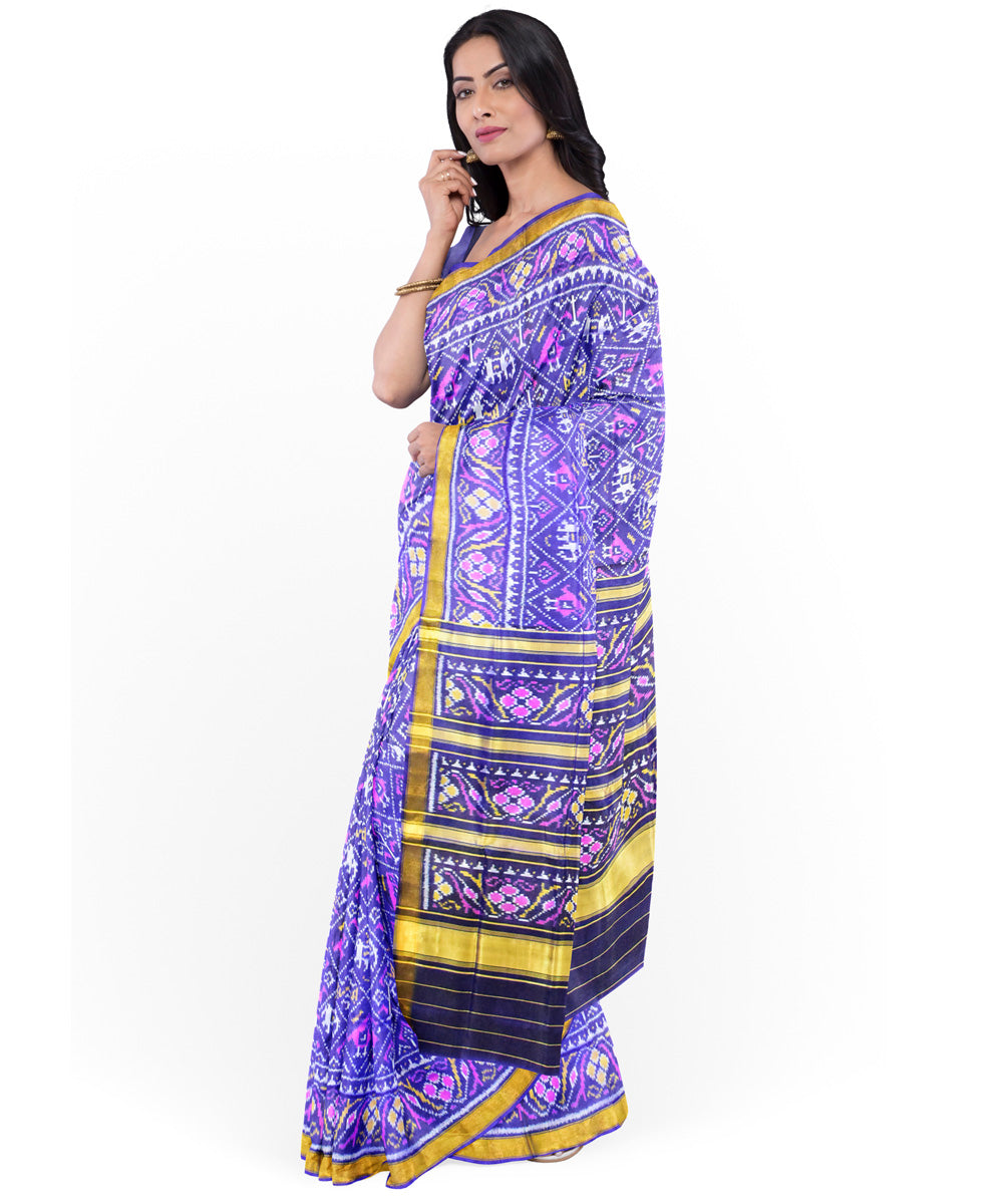 Navy blue handloom silk patola saree