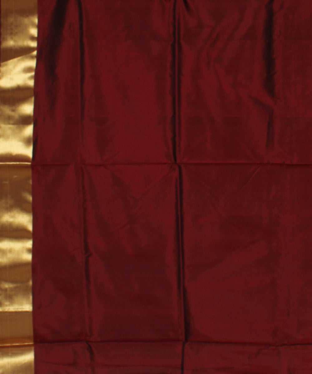 Grey maroon handwoven Karnataka brocade silk saree