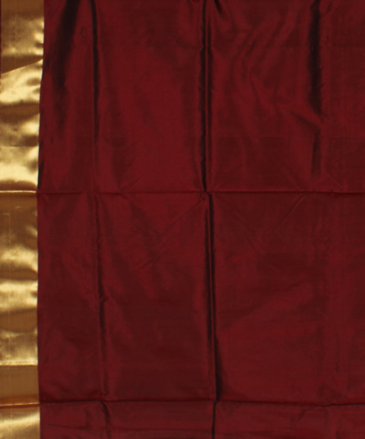 Grey maroon handwoven Karnataka brocade silk saree