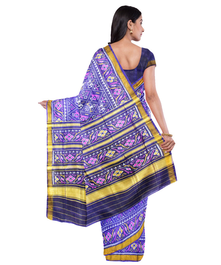 Navy blue handloom silk patola saree