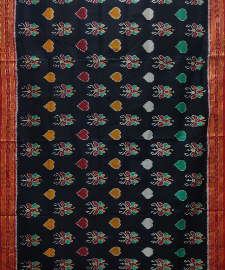 Black red silk handwoven khandua saree