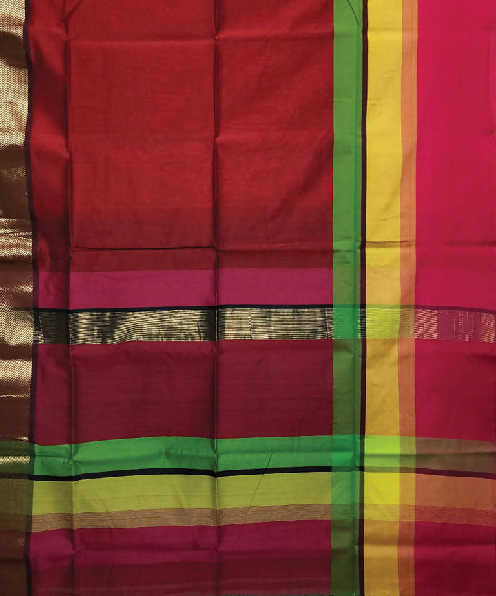 Red handloom silk cotton maheshwari saree