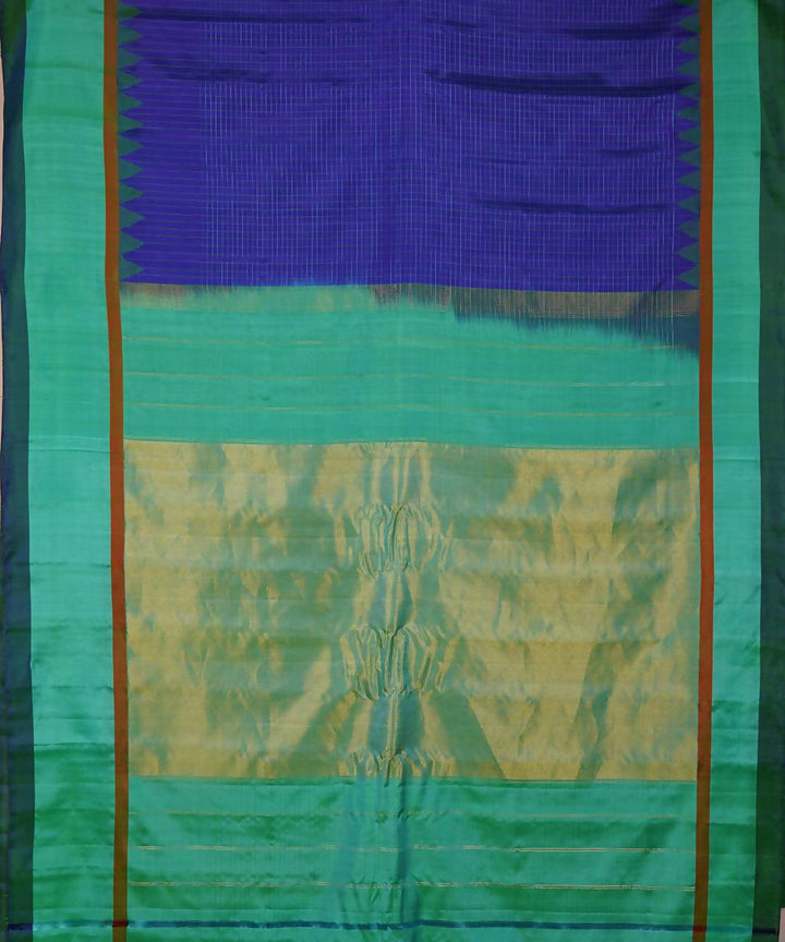 blue green handloom gadwal jacquard silk saree