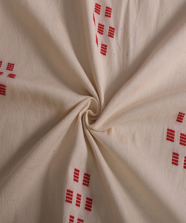 White red handwoven extra weft cotton fabric