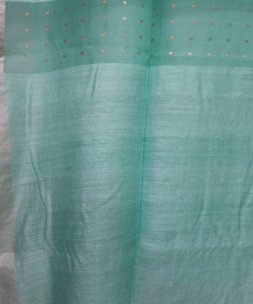 Bengal Jade Green Handloom Sequin Matka Silk Saree