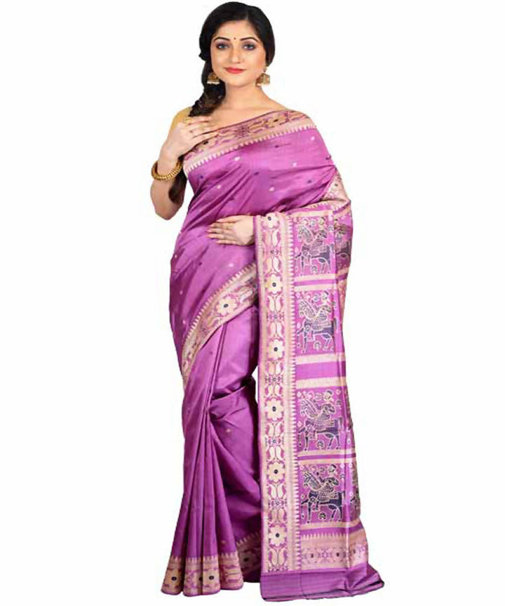 Onion purple handwoven baluchari silk saree