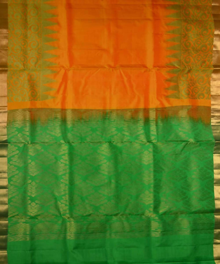 Mango Yellow Green Handloom Soft Silk Saree