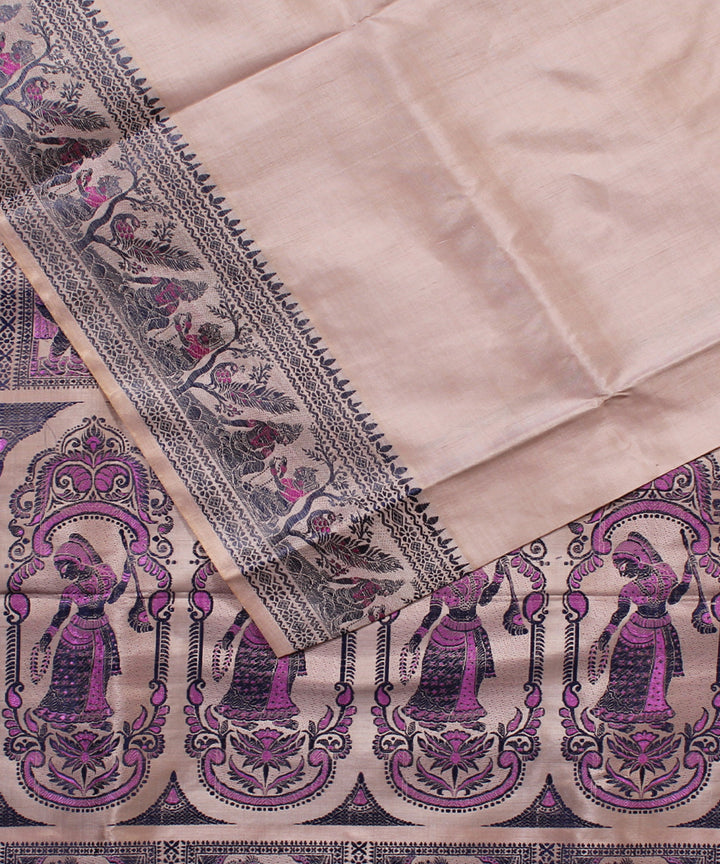 Sandalwood brown handwoven silk baluchari saree