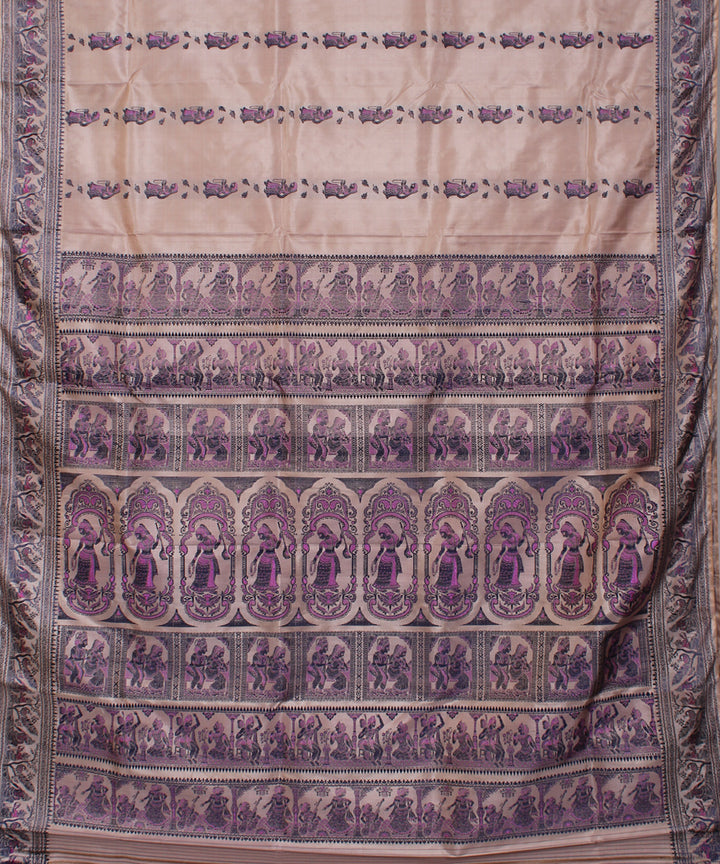 Sandalwood brown handwoven silk baluchari saree