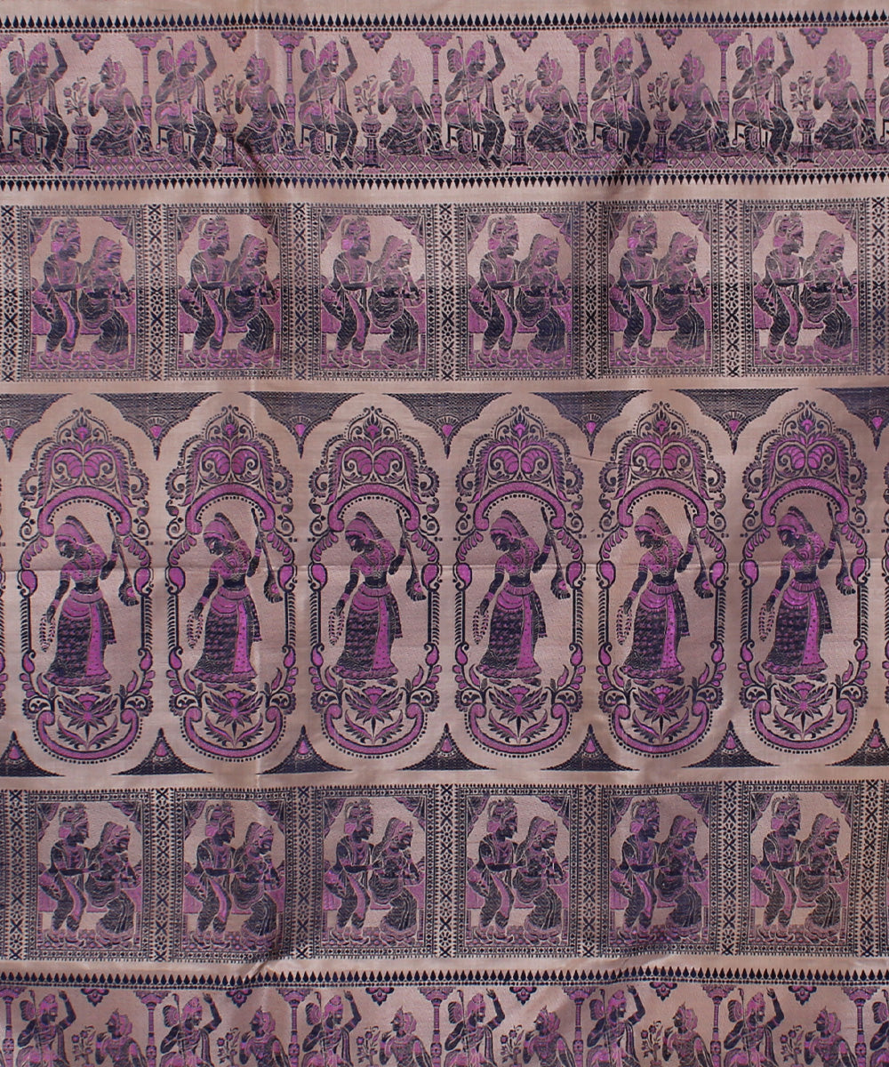 Sandalwood brown handwoven silk baluchari saree