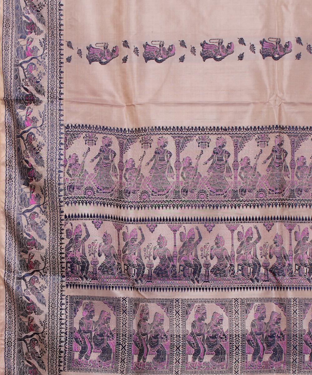 Sandalwood brown handwoven silk baluchari saree