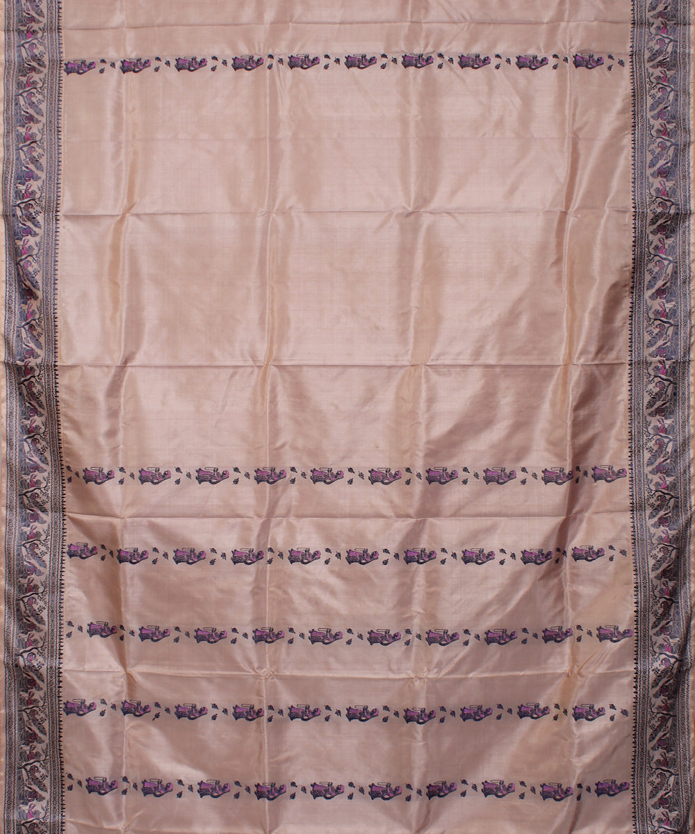 Sandalwood brown handwoven silk baluchari saree