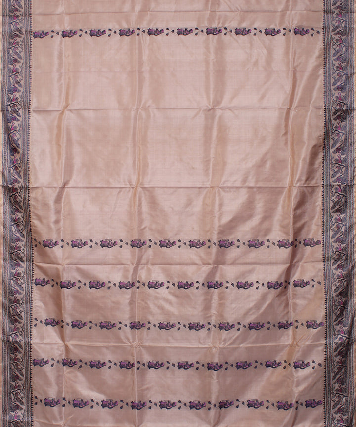 Sandalwood brown handwoven silk baluchari saree