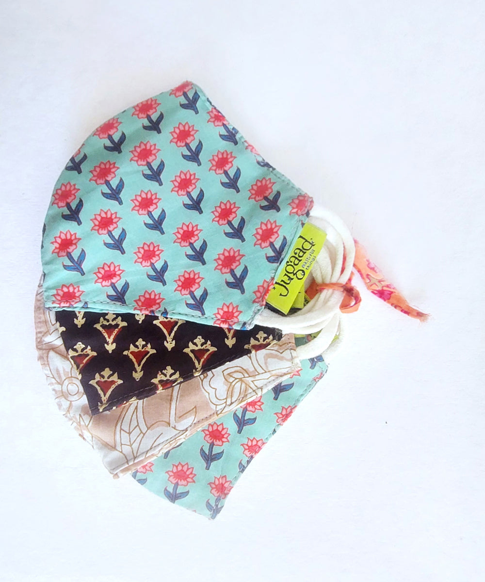 Set of 4 multicolour cotton masks