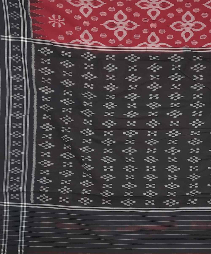 Chinese red black handwoven cotton ikat nuapatna saree