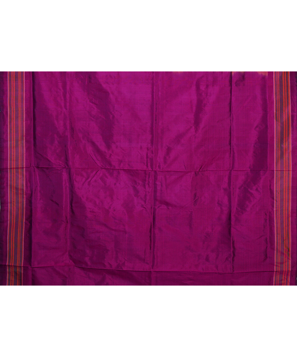 Peach purple handwoven silk pochampally ikat saree