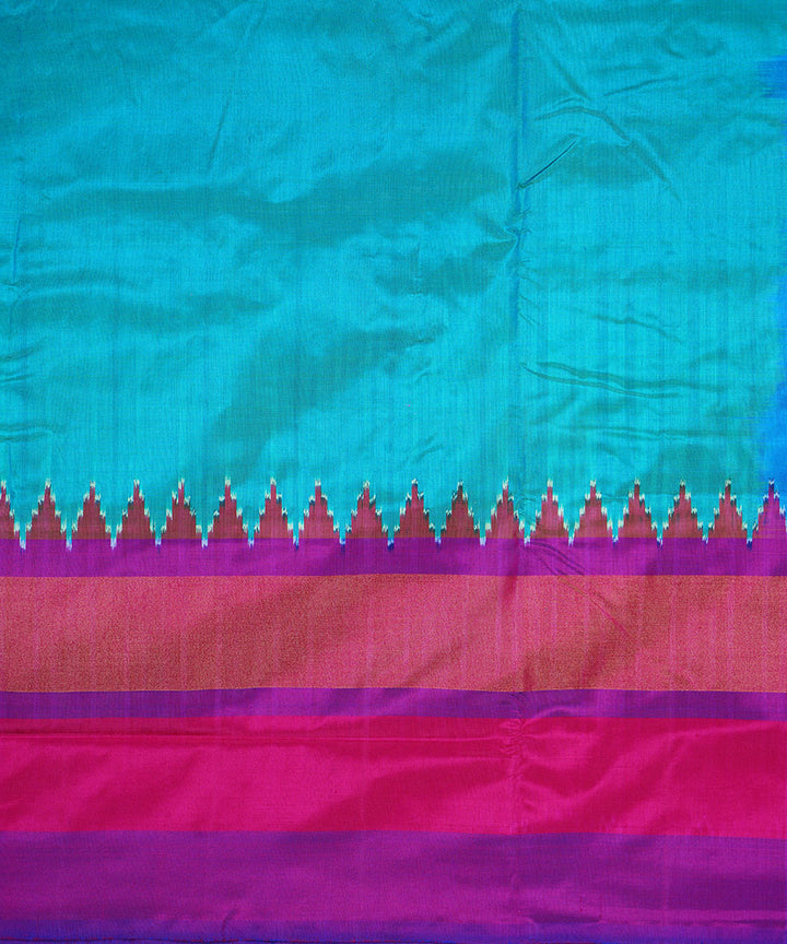 Sky blue purple handwoven silk pochampally ikat saree