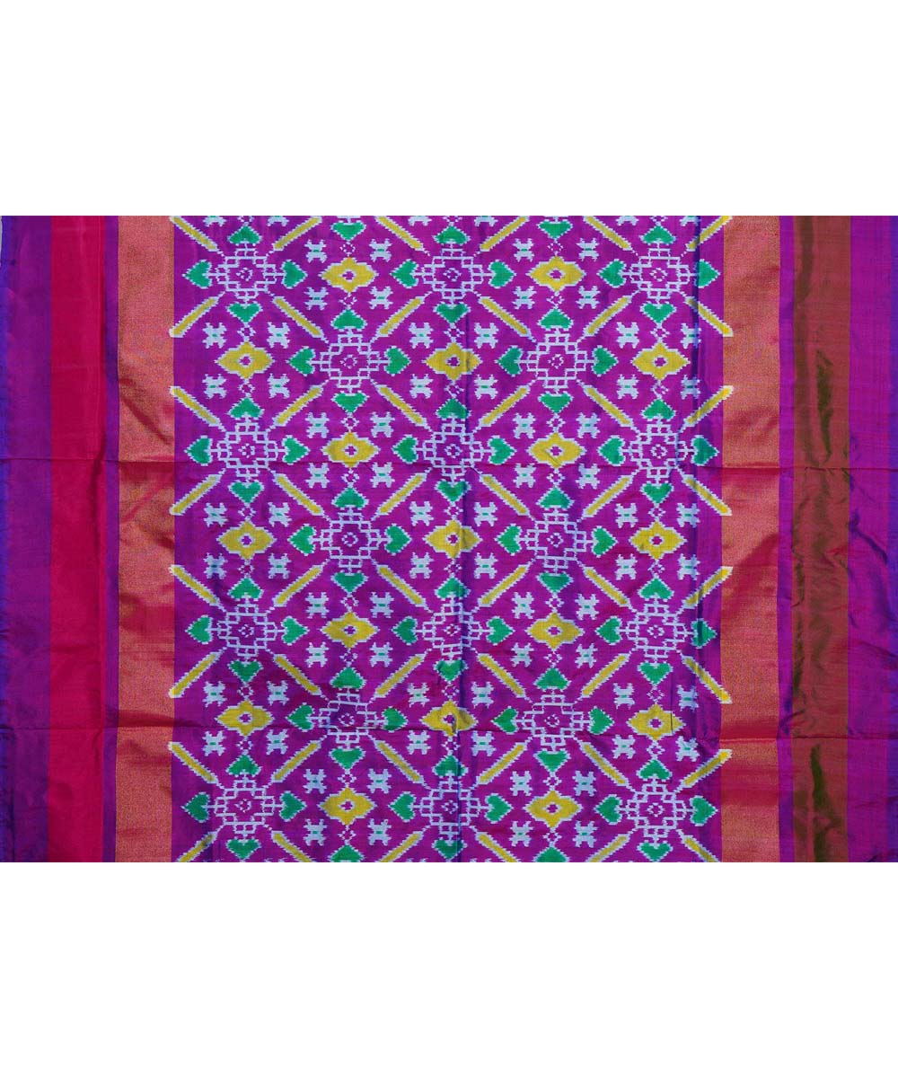 Sky blue purple handwoven silk pochampally ikat saree