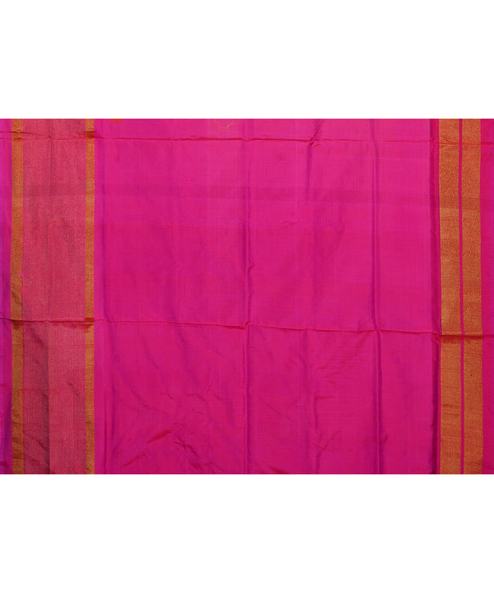 Parrot green pink handwoven silk pochampally ikat saree