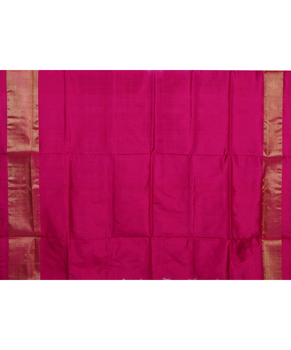 Navy blue pink handloom silk pochampally ikat saree