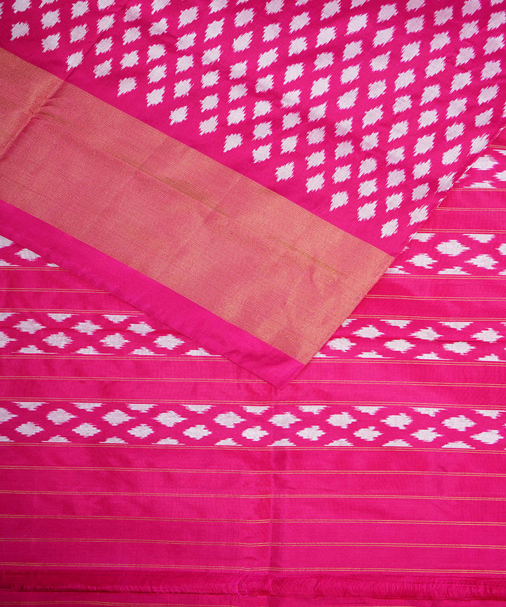 Pink handwoven silk pochampally ikat saree