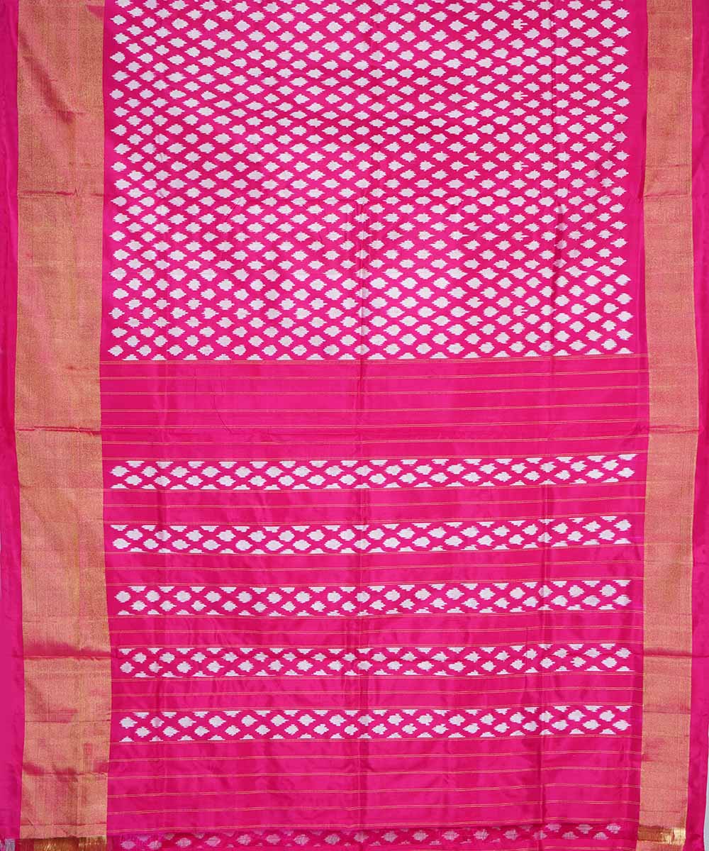 Pink handwoven silk pochampally ikat saree