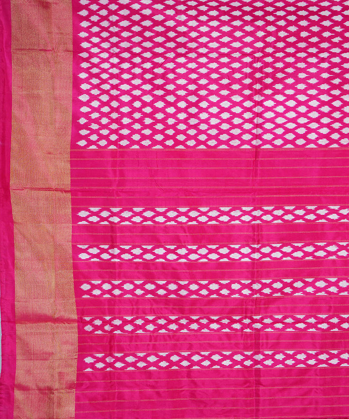 Pink handwoven silk pochampally ikat saree