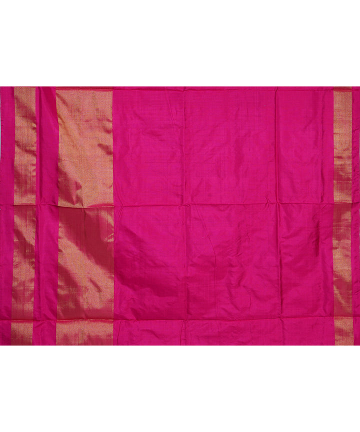 Lime and pink handwoven silk pochampally ikat saree