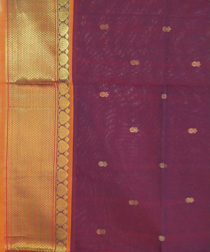 Hand woven purple butta cotton venkatagiri saree
