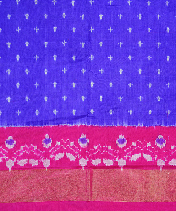 Navy blue pink silk handloom pochampally ikat saree