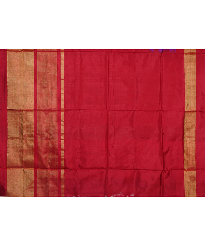 Navy blue red handwoven silk pochampally ikat saree