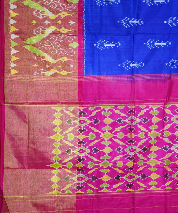 Navy blue pink handwoven silk pochampally ikkat saree