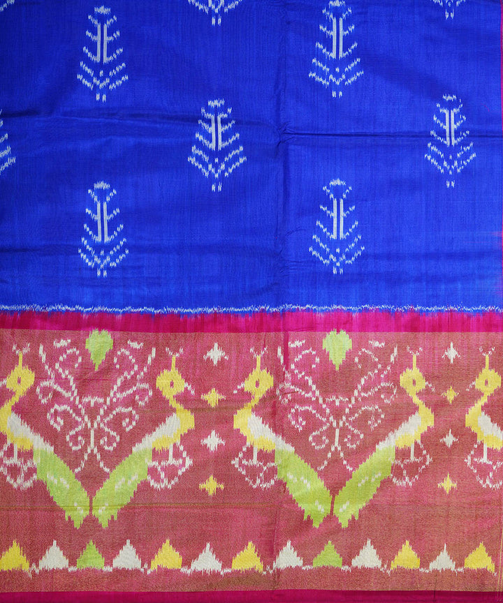 Navy blue pink handwoven silk pochampally ikkat saree