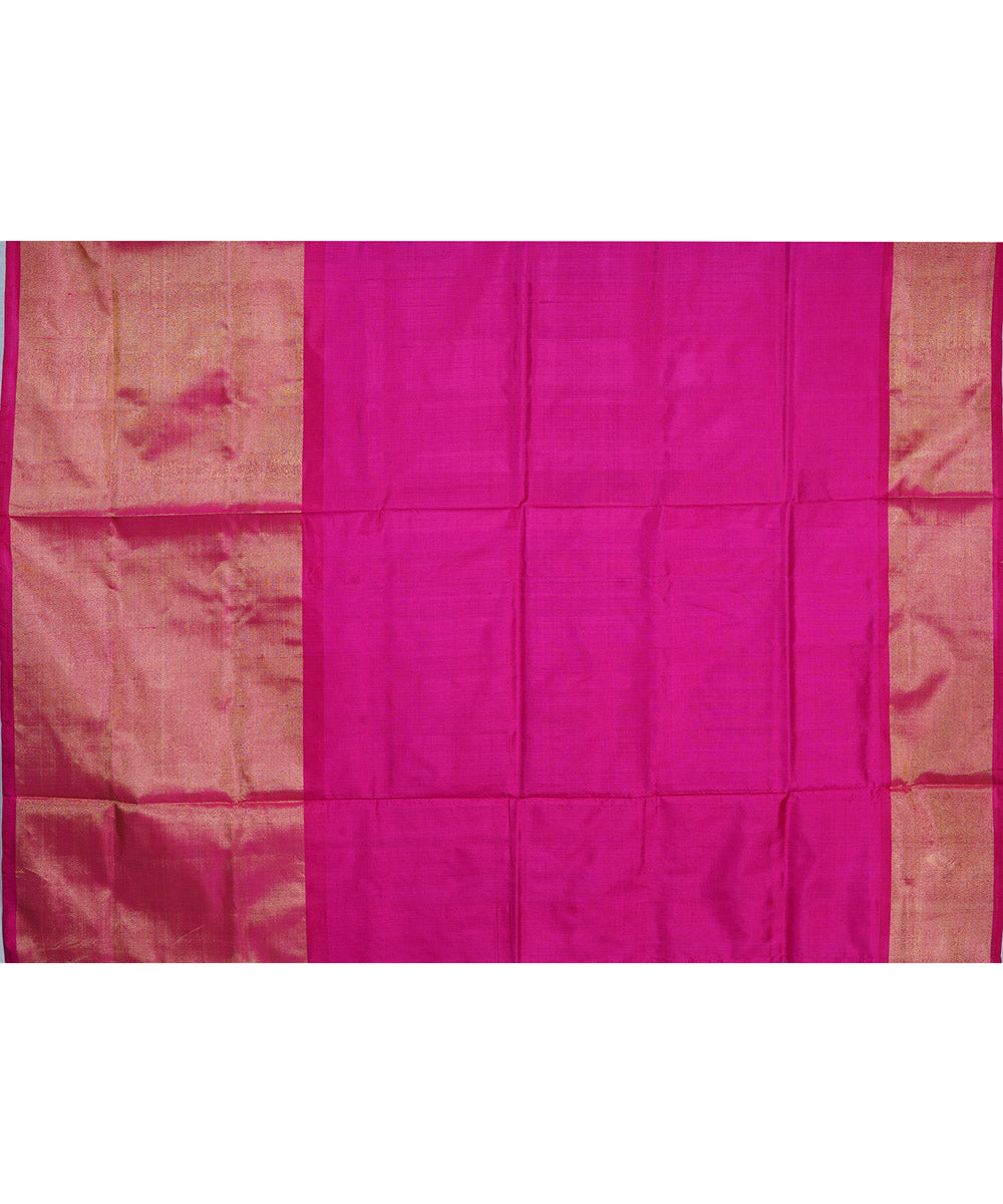 Navy blue pink handwoven silk pochampally ikkat saree