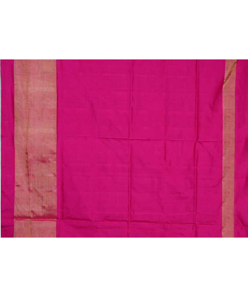 Lime green pink silk handloom pochampally ikat saree