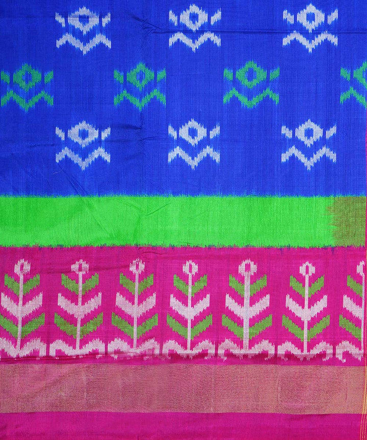 Navy blue pink handloom silk pochampally ikkat saree