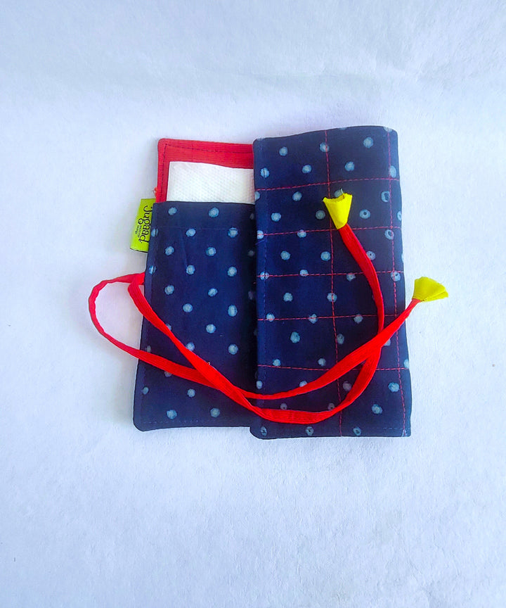 Blue handcrafted cotton cutlery pouch