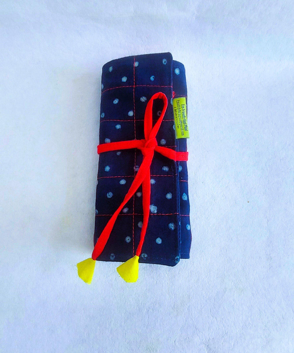 Blue handcrafted cotton cutlery pouch
