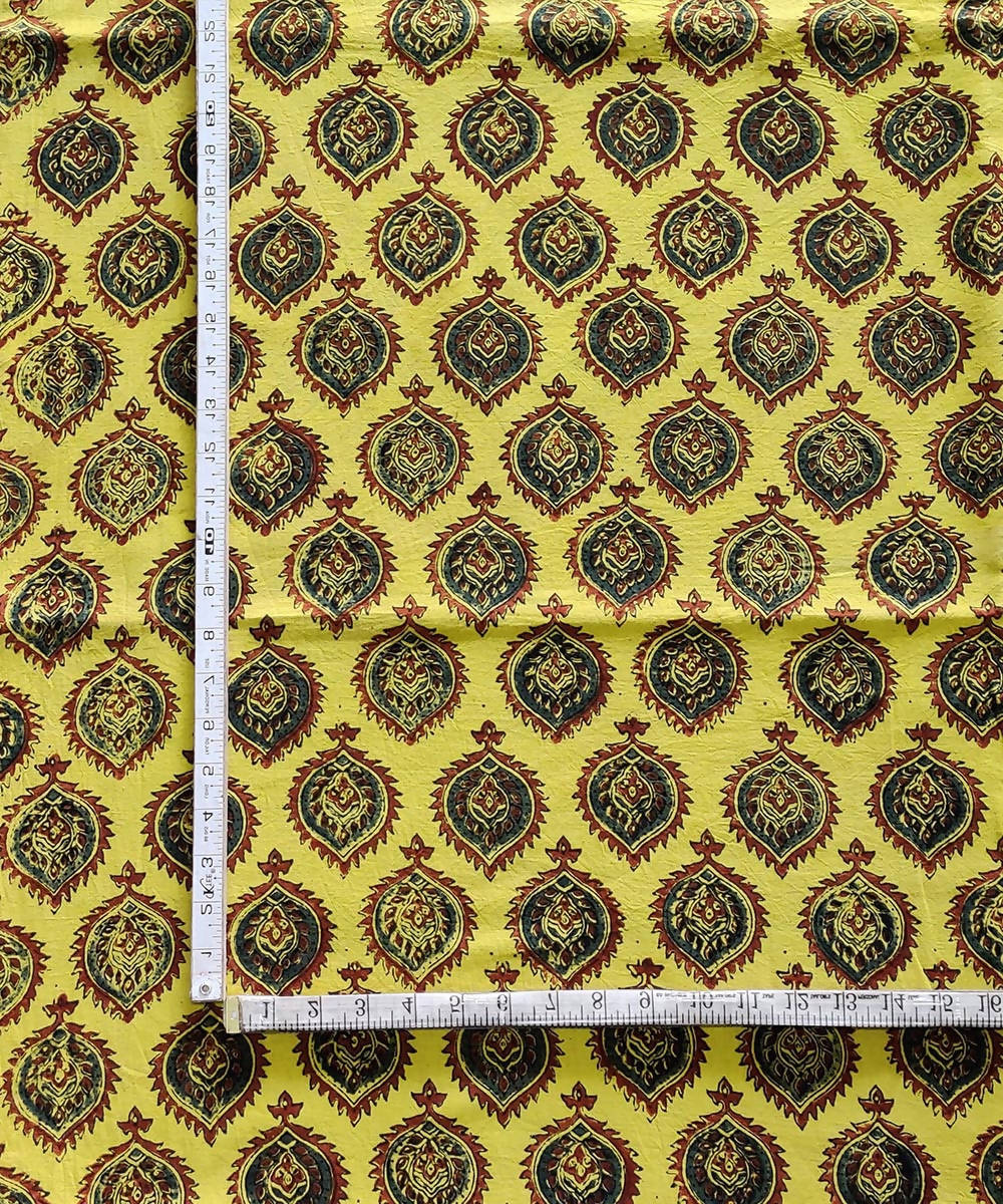 Multi color natural dye handspun handwoven cotton ajrakh print kurta material (2.5m per qty)