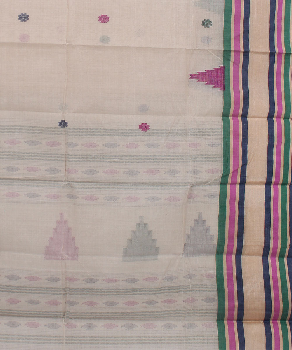 Cream Bengal Handloom Tant Cotton Saree