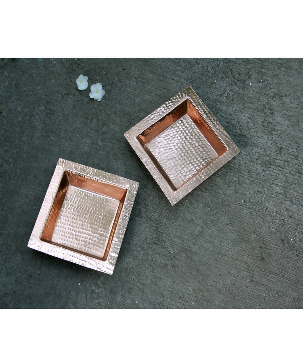 Handmade copper square platter