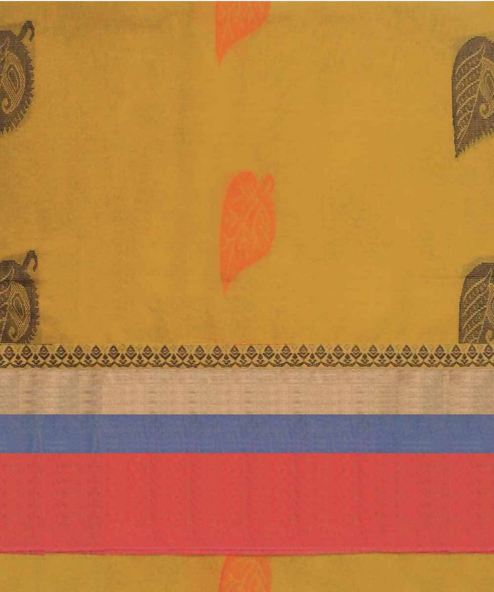 Dark yellow handwoven salem cotton saree