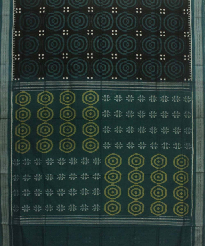 Black Green Handwoven Sambalpuri Cotton Saree