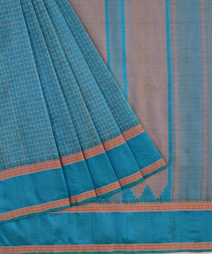 Rama green kanchi silkcotton lakshadeepam saree rudraksha border