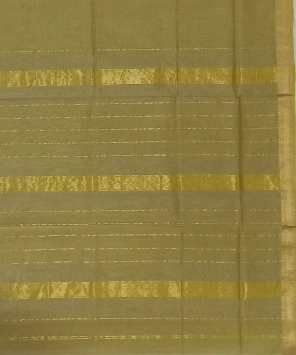 Maheshwari Light Olive Handloom Cotton Silk Saree