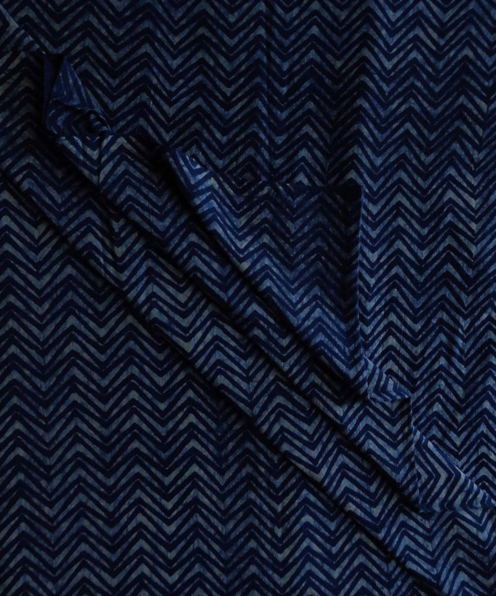 Natural dye dabu block print organic handspun cotton navy fabric