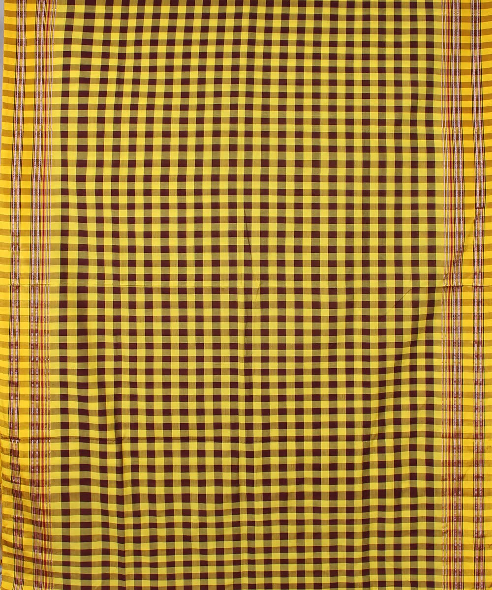 wine yellow checks handwoven gomi teni border ilkal saree