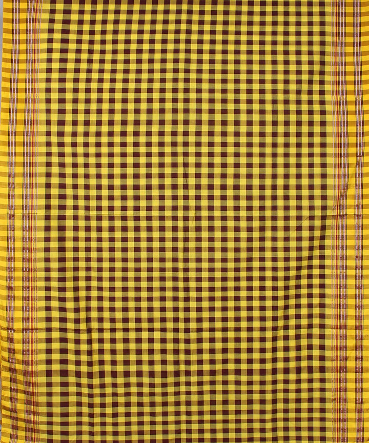 wine yellow checks handwoven gomi teni border ilkal saree