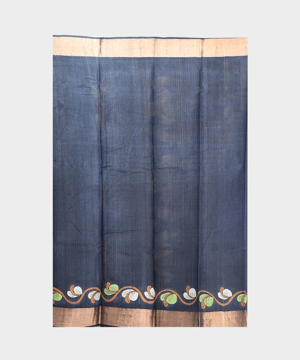 Beige hand painted kalamkari tussar silk saree